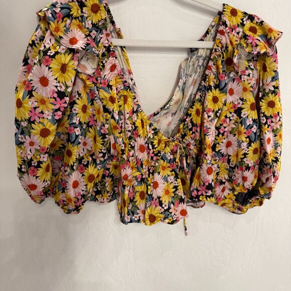 For Love & Lemons Glenn Crop Top Size M / Yellow - Picture 4 of 5